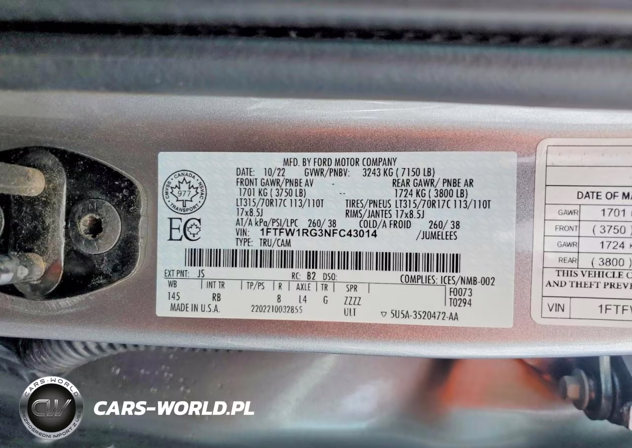2022 Ford F150 Raptor VIN:1FTFW1RG3NFC43014 - 12