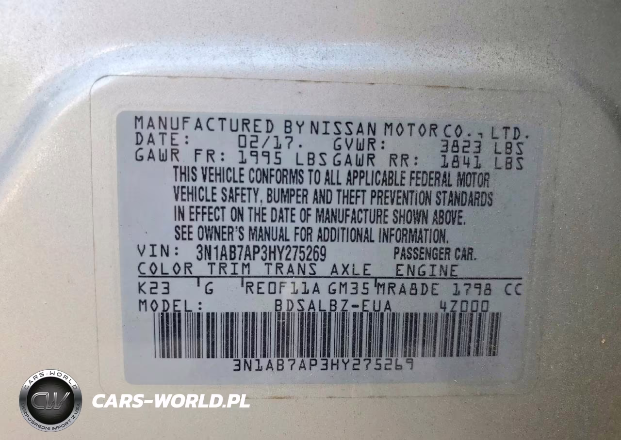 2017 Nissan Sentra S VIN:3N1AB7AP3HY275269 - 12
