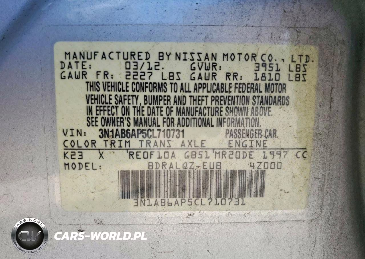 2012 Nissan Sentra 2.0 VIN:3N1AB6AP5CL710731 - 13