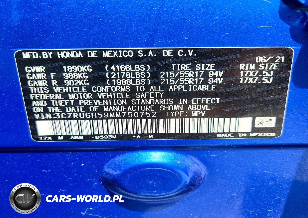 2021 Honda Hr-V Ex VIN:3CZRU6H59MM750752 - 12