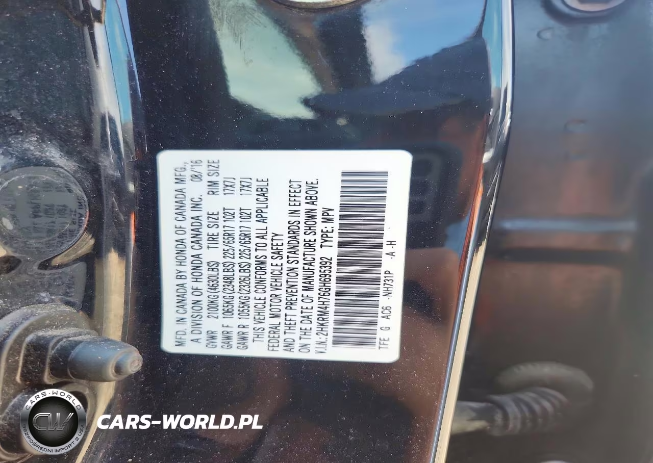 2016 Honda Cr-V Exl VIN:2HKRM4H76GH695392 - 13