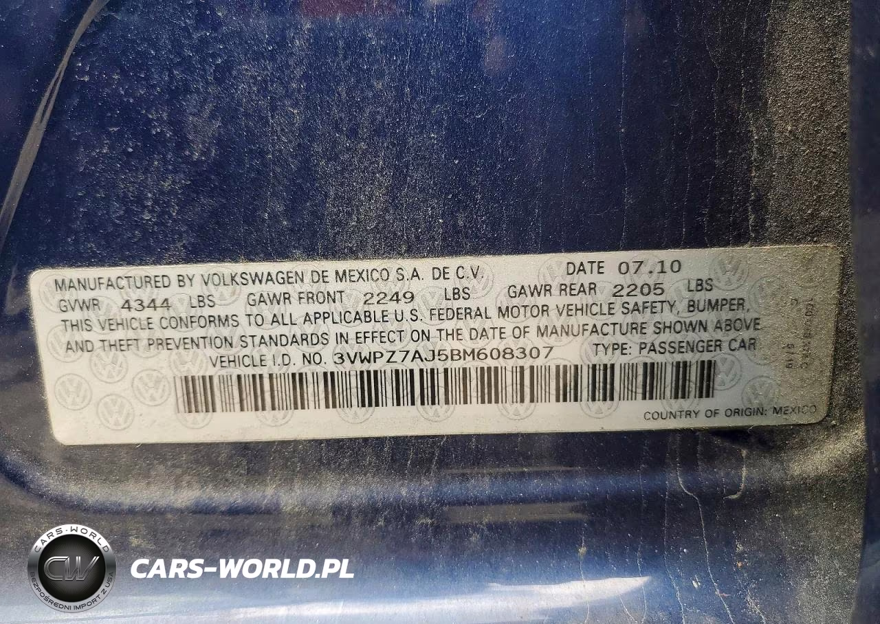 2011 Volkswagen Jetta S VIN:3VWPZ7AJ5BM608307 - 12