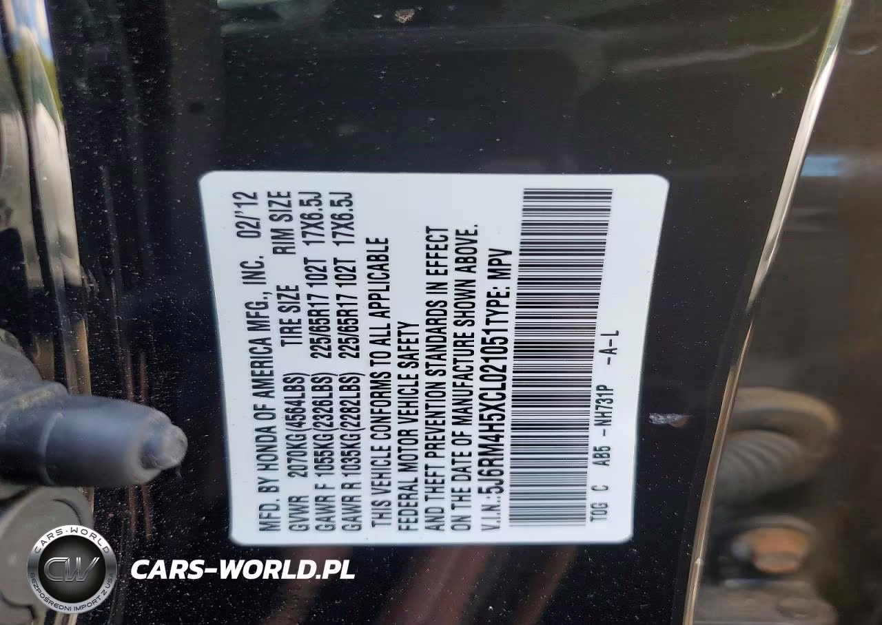2012 Honda Cr-V Ex VIN:5J6RM4H5XCL021051 - 12