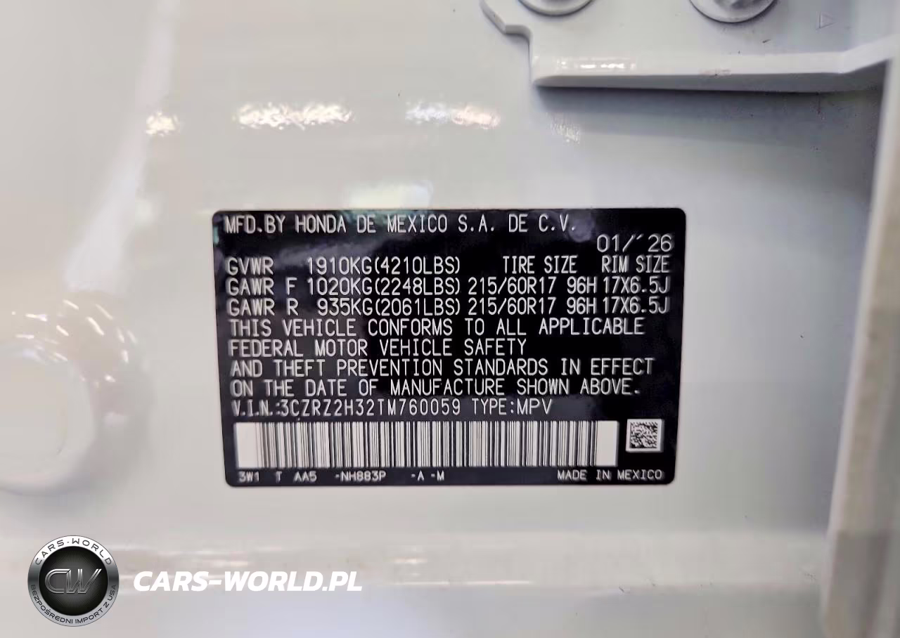 2026 Honda Hr-V Lx VIN:3CZRZ2H32TM760059 - 13