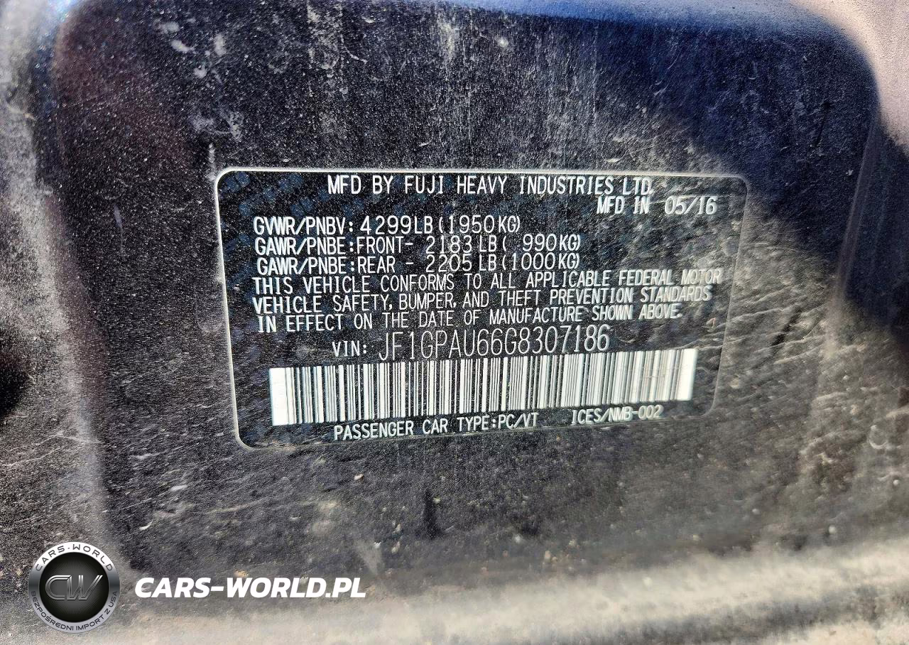 2016 Subaru Impreza VIN:JF1GPAU66G8307186 - 12