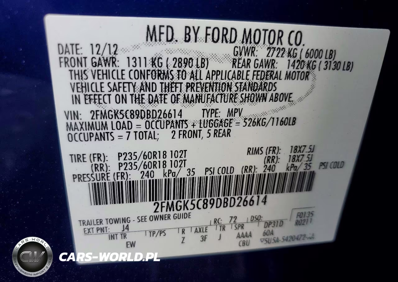 2013 Ford Flex Sel VIN:2FMGK5C89DBD26614 - 13