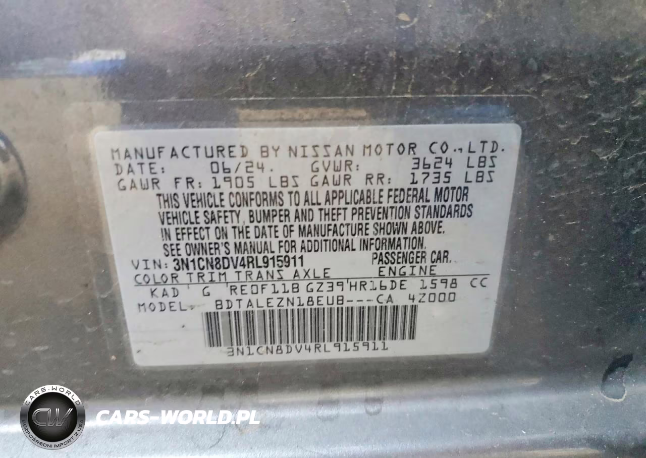 2024 Nissan Versa S VIN:3N1CN8DV4RL915911 - 12