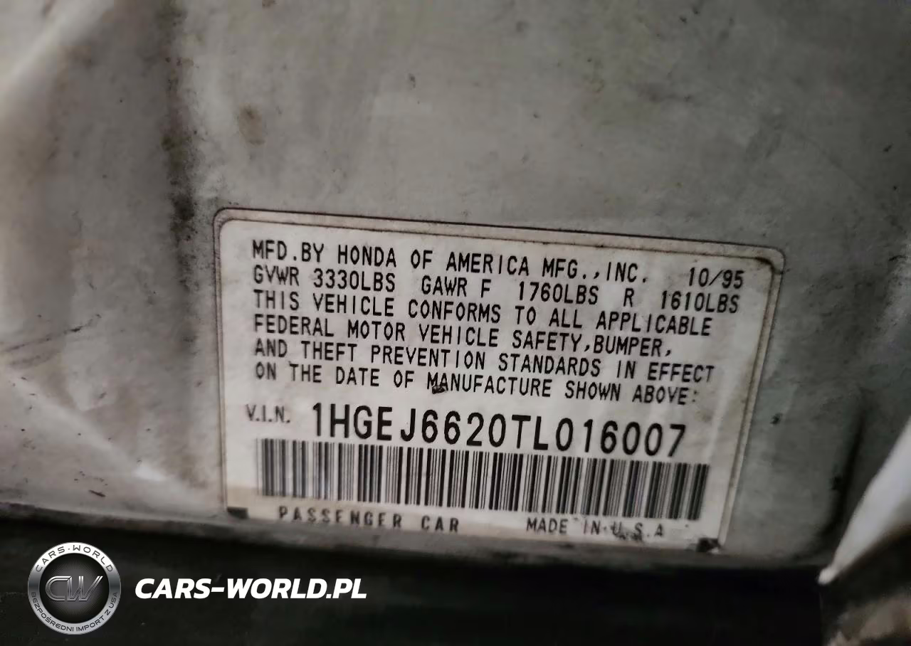 1996 Honda Civic Dx VIN:1HGEJ6620TL016007 - 12