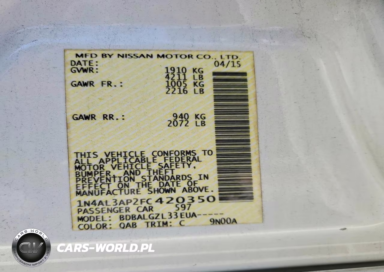 2015 Nissan Altima 2.5 S VIN:1N4AL3AP2FC420350 - 12