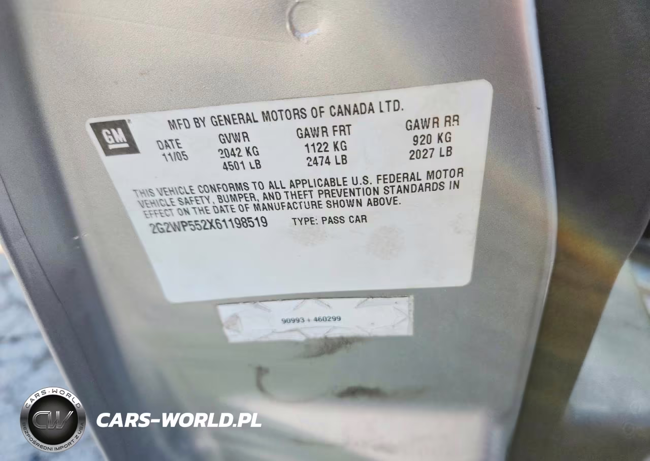 2006 Pontiac Grand Prix VIN:2G2WP552X61198519 - 12