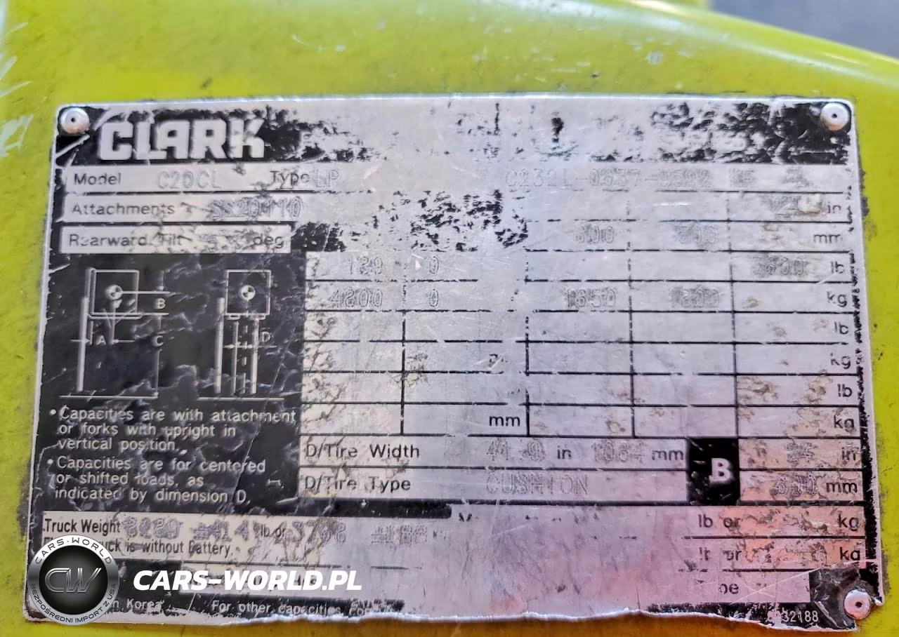 2017 Clark C20Cl Forklift VIN:C232L06379592KF - 10