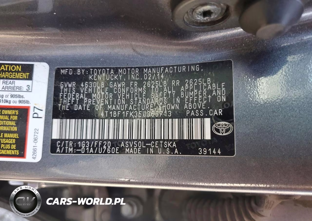 2014 Toyota Camry Se VIN:4T1BF1FK3EU369713 - 12