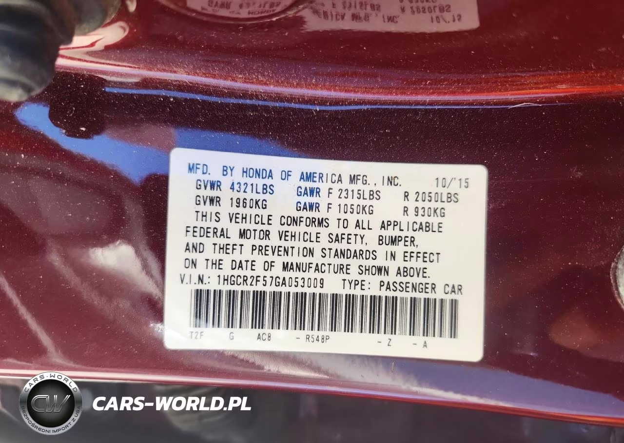 2016 Honda Accord Sport VIN:1HGCR2F57GA053009 - 12