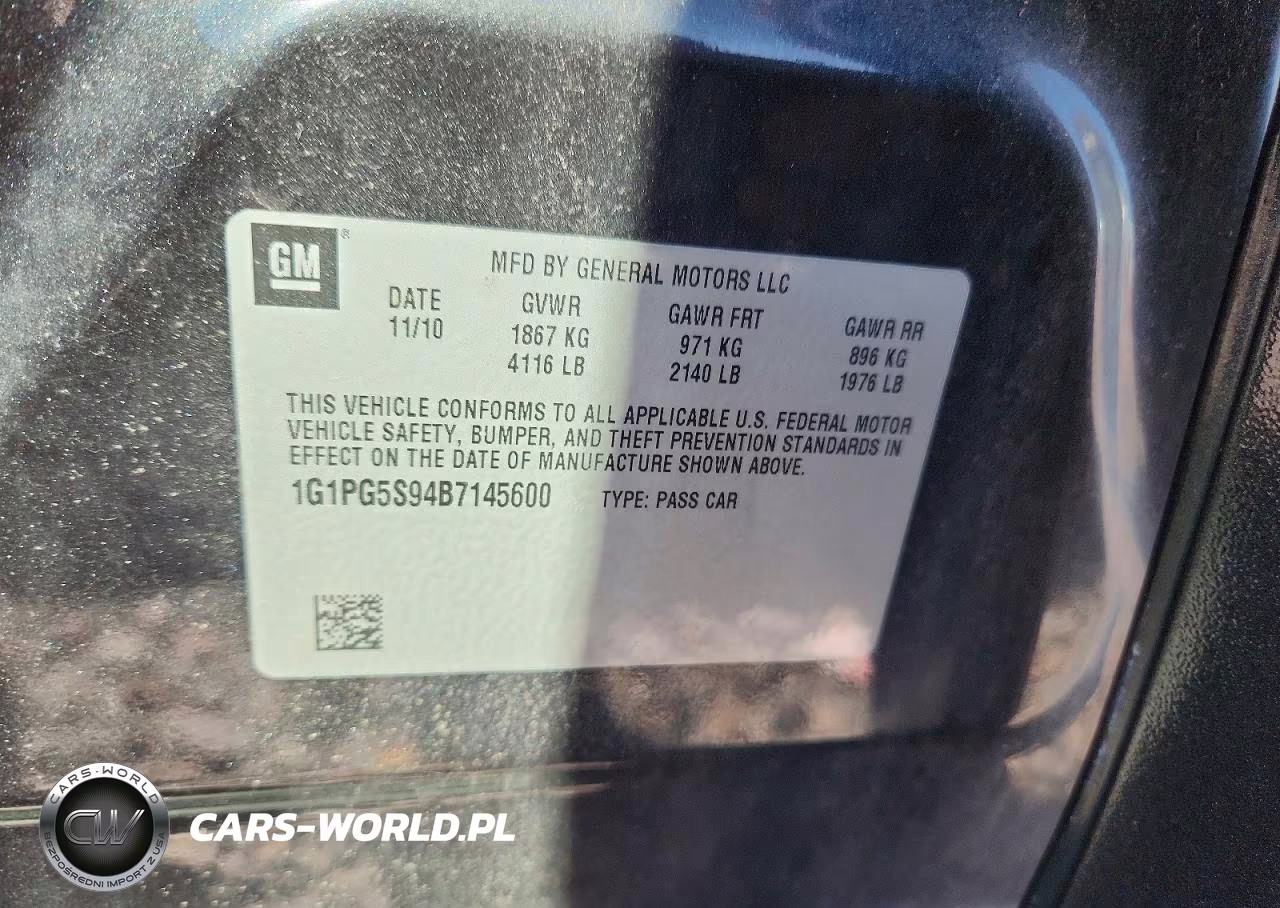 2011 Chevrolet Cruze Lt VIN:1G1PG5S94B7145600 - 12