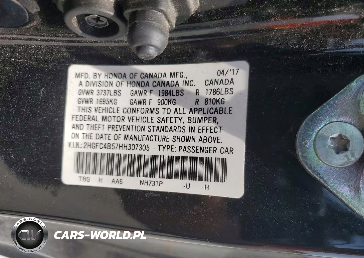 2017 Honda Civic Lx VIN:2HGFC4B57HH307305 - 12