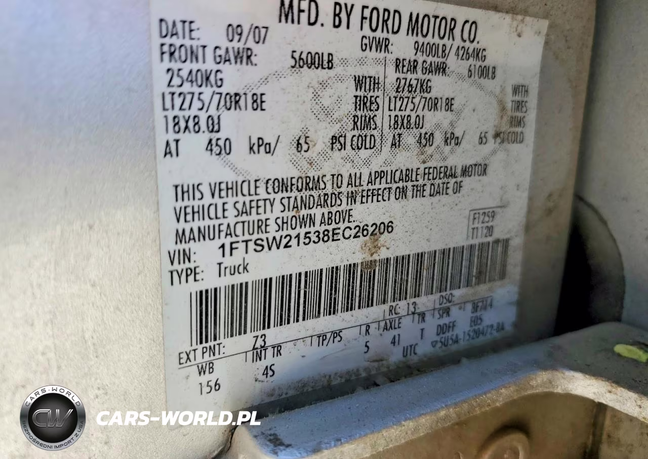 2008 Ford F250 Super Duty VIN:1FTSW21538EC26206 - 12