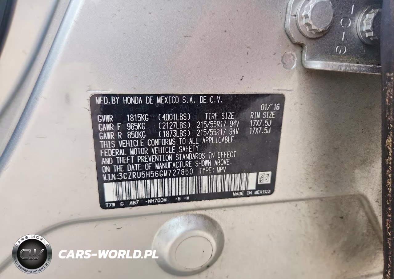 2016 Honda Hr-V Ex VIN:3CZRU5H56GM727850 - 12
