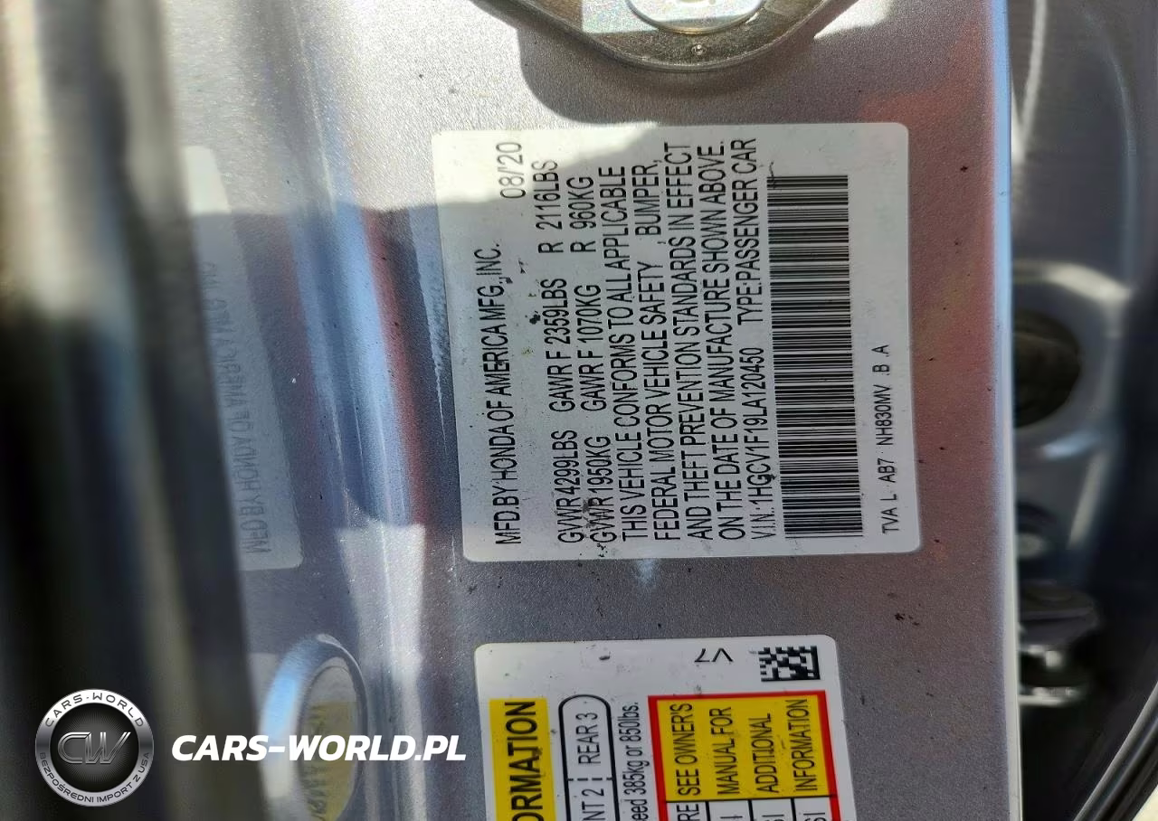 2020 Honda Accord Lx VIN:1HGCV1F19LA120450 - 12