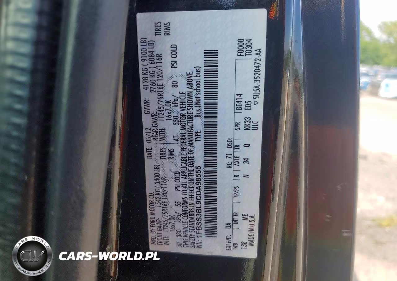 2012 Ford Econoline E350 Super Duty Wagon VIN:1FBSS3BL9CDA98555 - 13