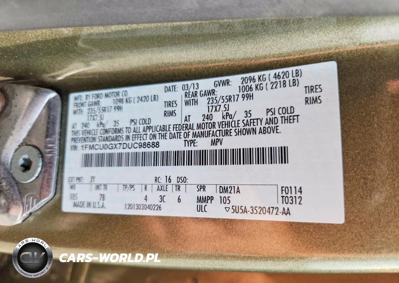 2013 Ford Escape Se VIN:1FMCU0GX7DUC98688 - 13