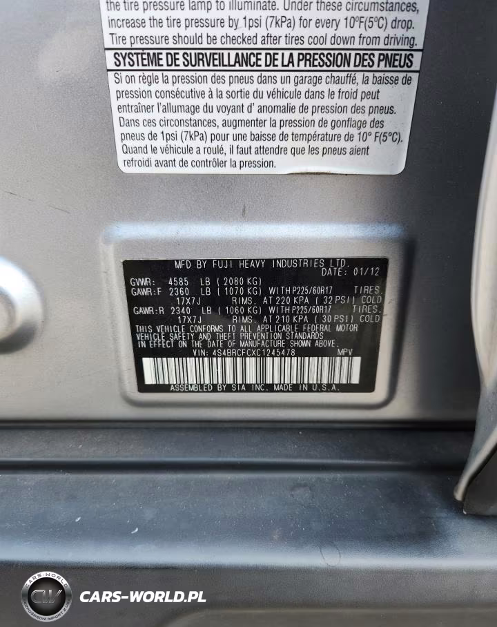 2012 Subaru Outback 2.5I Premium VIN:4S4BRCFCXC1245478 - 13
