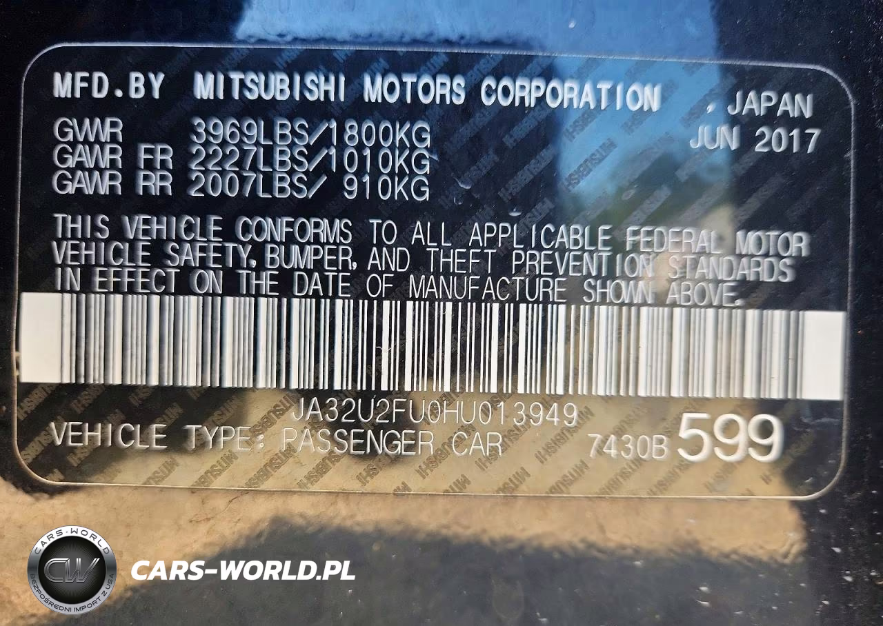 2017 Mitsubishi Lancer Es VIN:JA32U2FU0HU013949 - 13
