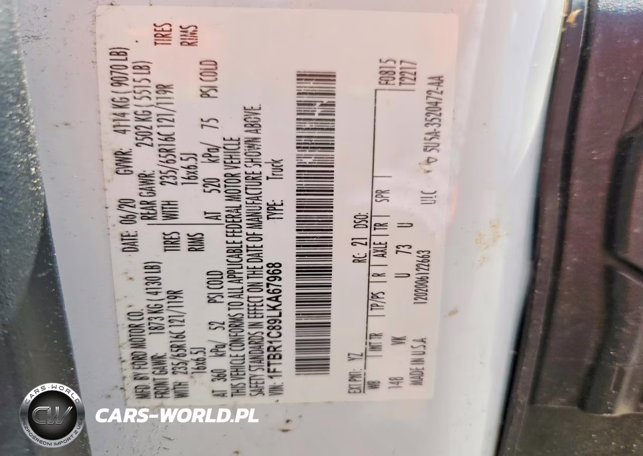 2020 Ford Transit T-250 VIN:1FTBR1C89LKA67968 - 14
