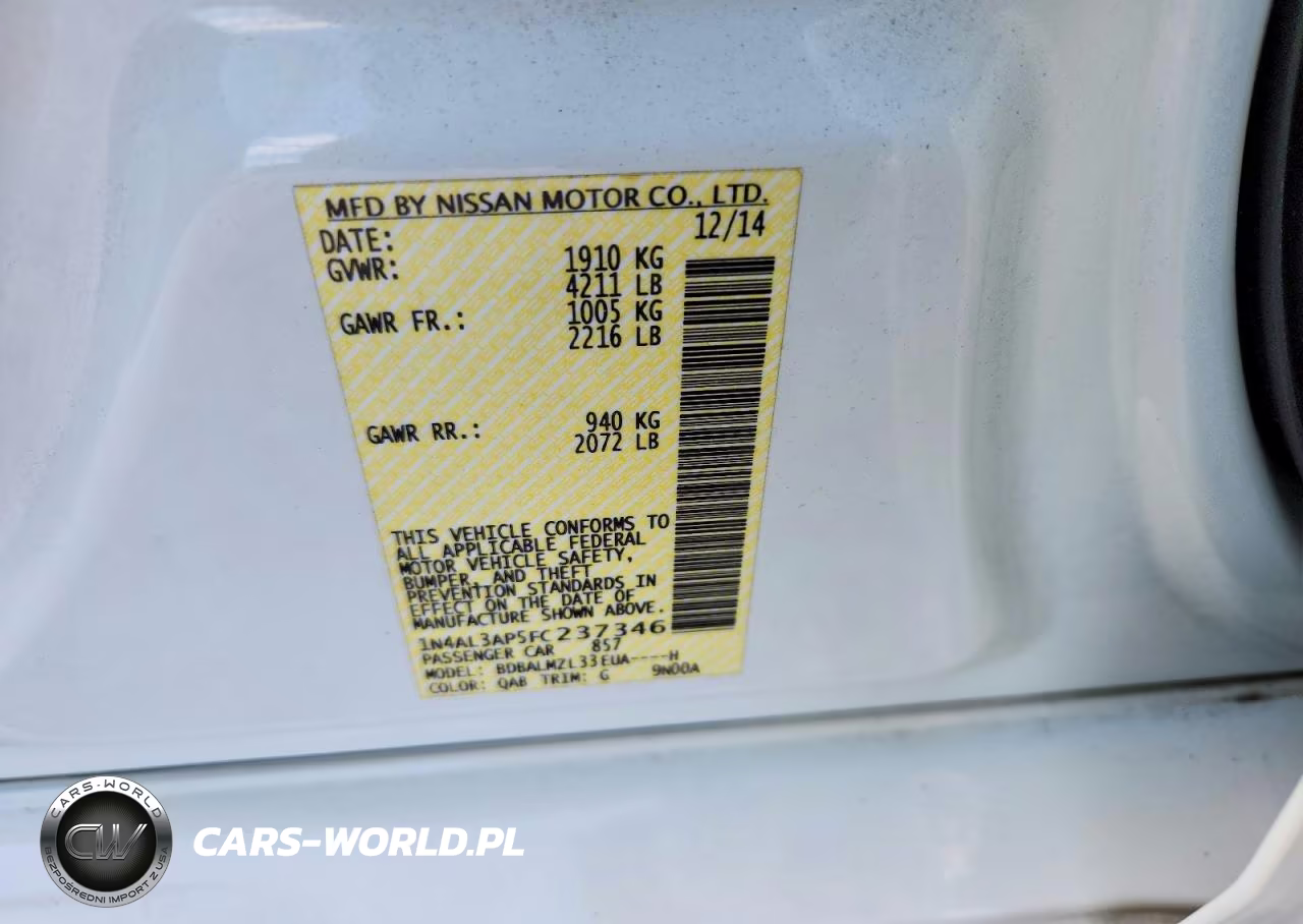 2015 Nissan Altima 2.5 Sv VIN:1N4AL3AP5FC237346 - 12