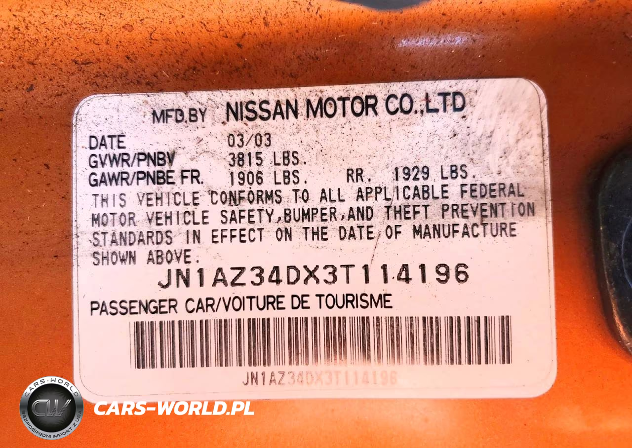 2003 Nissan 350Z Coupe VIN:JN1AZ34DX3T114196 - 12