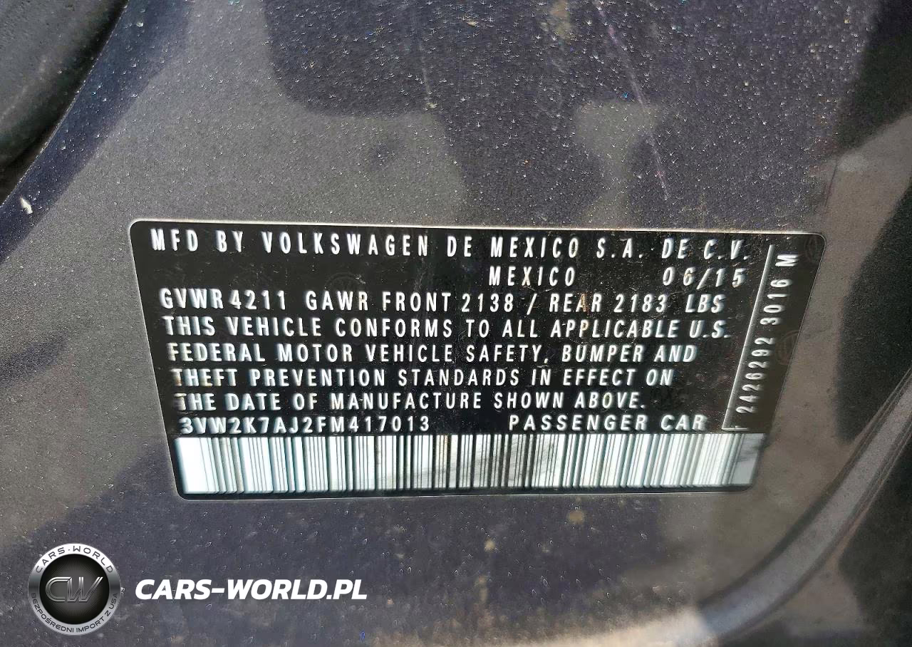 2015 Volkswagen Jetta Base VIN:3VW2K7AJ2FM417013 - 12
