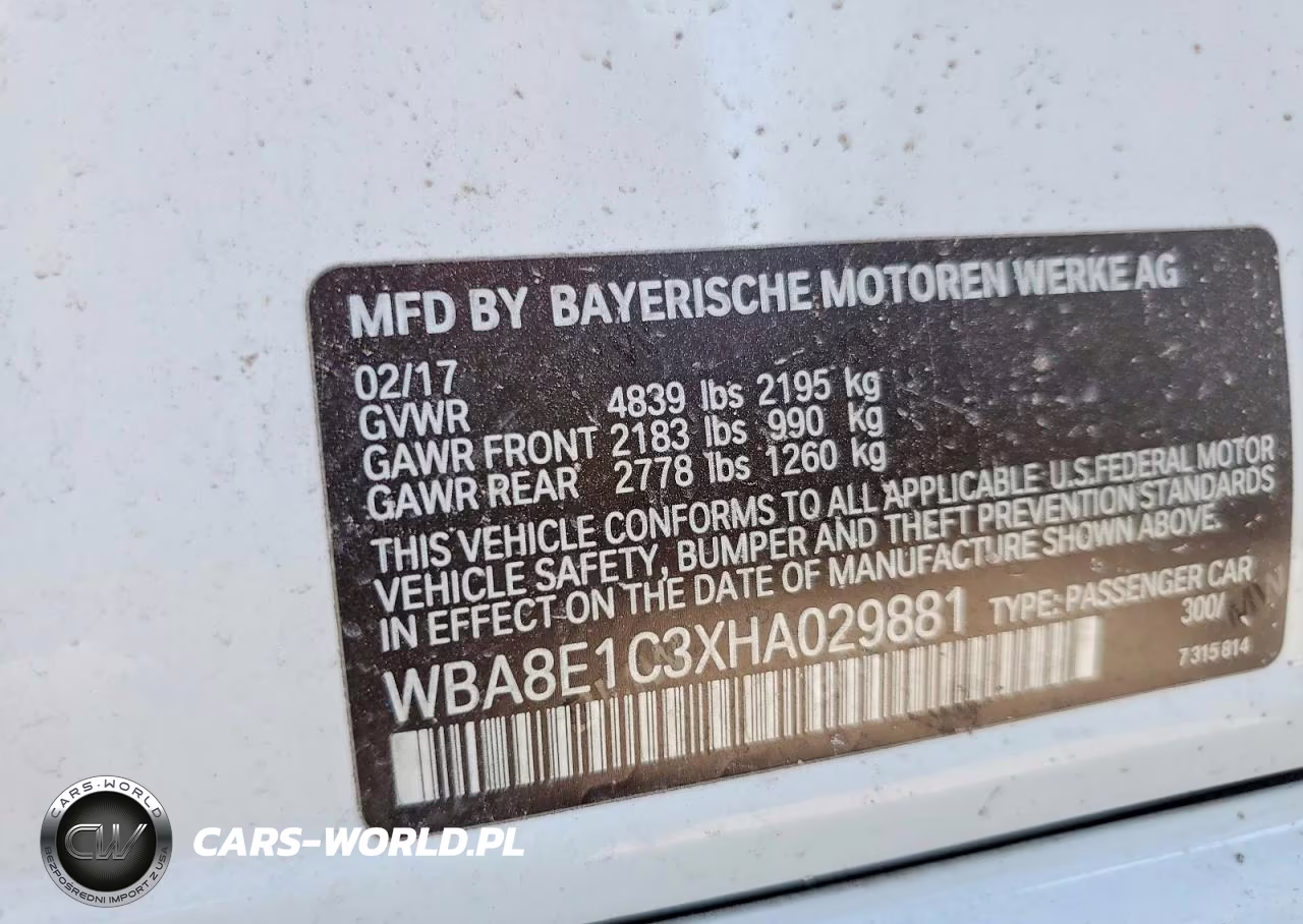 2017 BMW 330E VIN:WBA8E1C3XHA029881 - 13