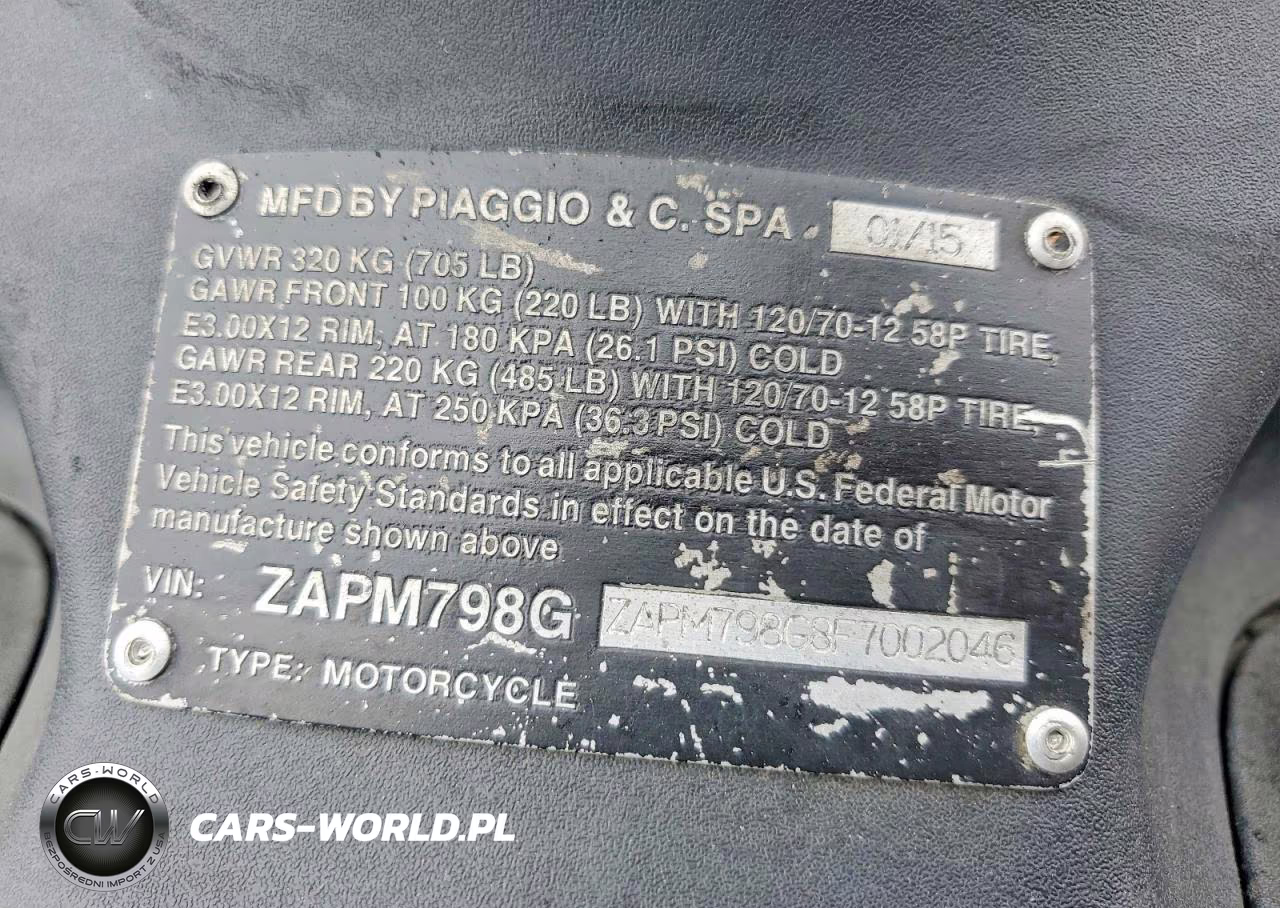 2015 Piaggio Bv 200 VIN:ZAPM798G8F7002046 - 8