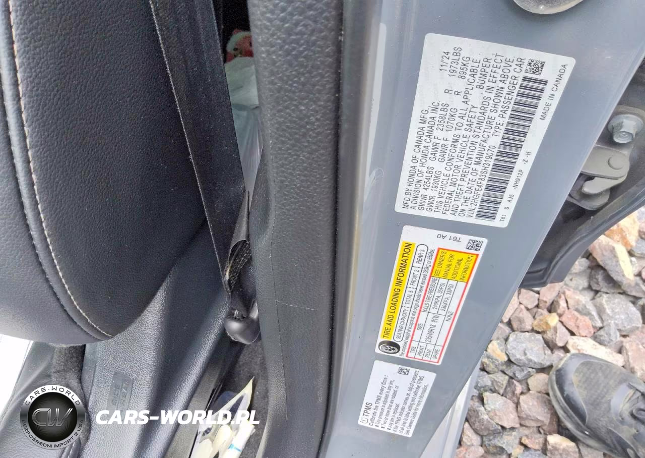 2025 Honda Civic Sport VIN:2HGFE4F83SH319070 - 12