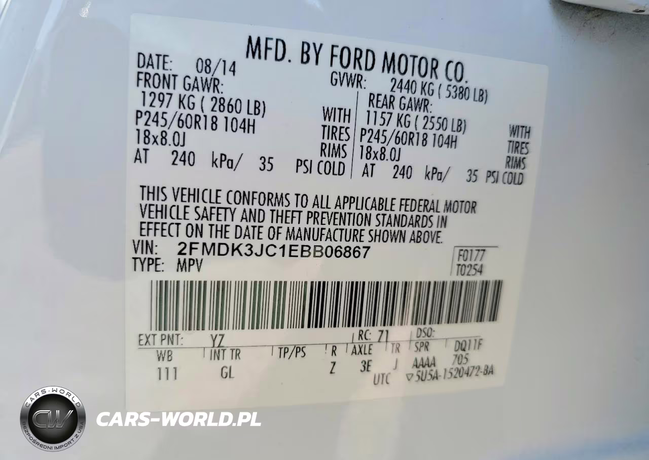 2014 Ford Edge Sel VIN:2FMDK3JC1EBB06867 - 14