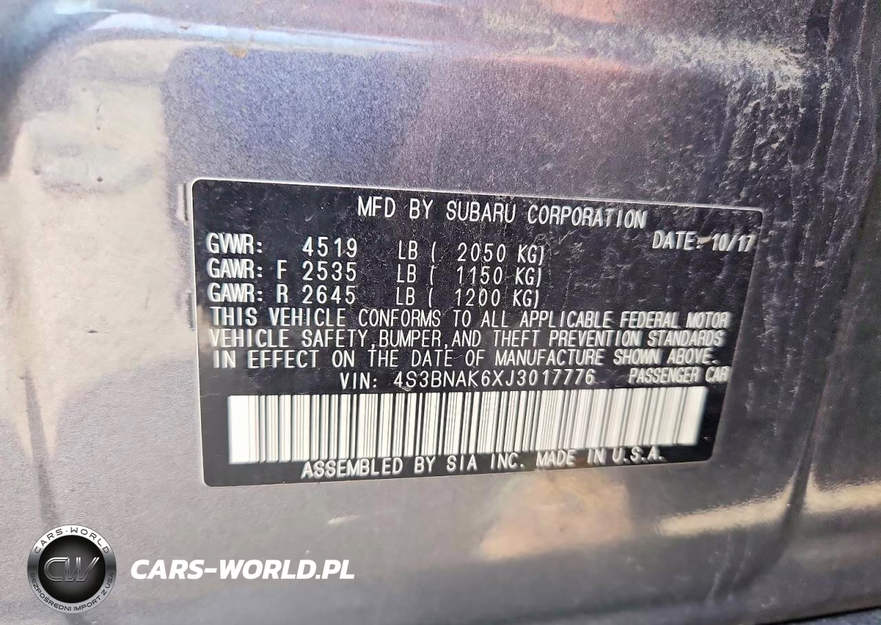 2018 Subaru Legacy VIN:4S3BNAK6XJ3017776 - 12