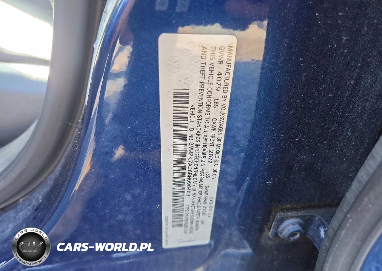 2011 Volkswagen Jetta Base VIN:3VW2K7AJ6BM096409 - 12