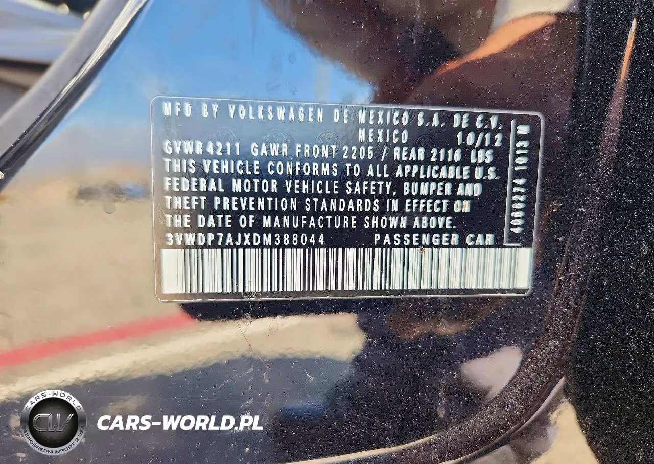 2013 Volkswagen Jetta Se VIN:3VWDP7AJXDM388044 - 12