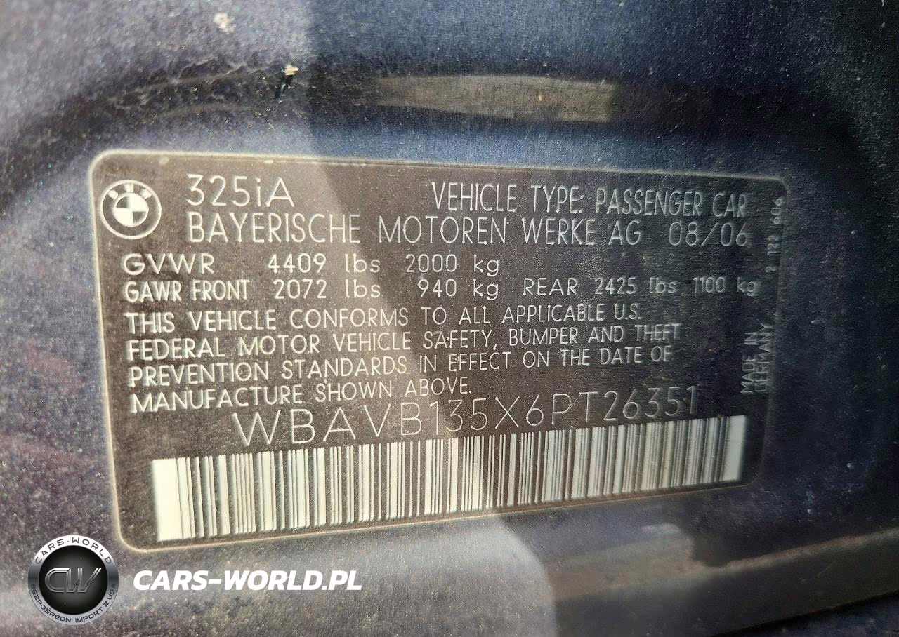 2006 BMW 325 I VIN:WBAVB135X6PT26351 - 12