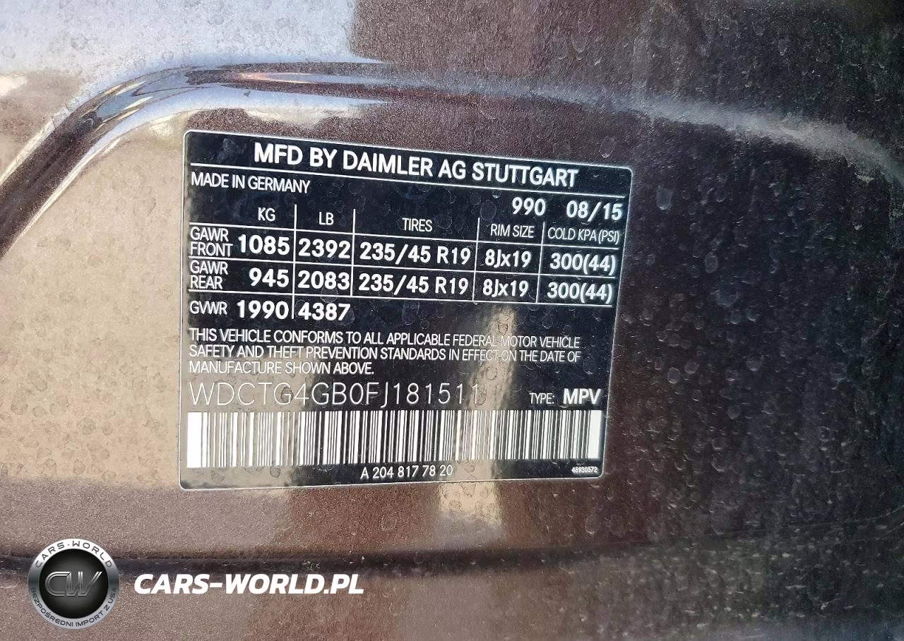 2015 Mercedes-Benz Gla VIN:WDCTG4GB0FJ181511 - 13