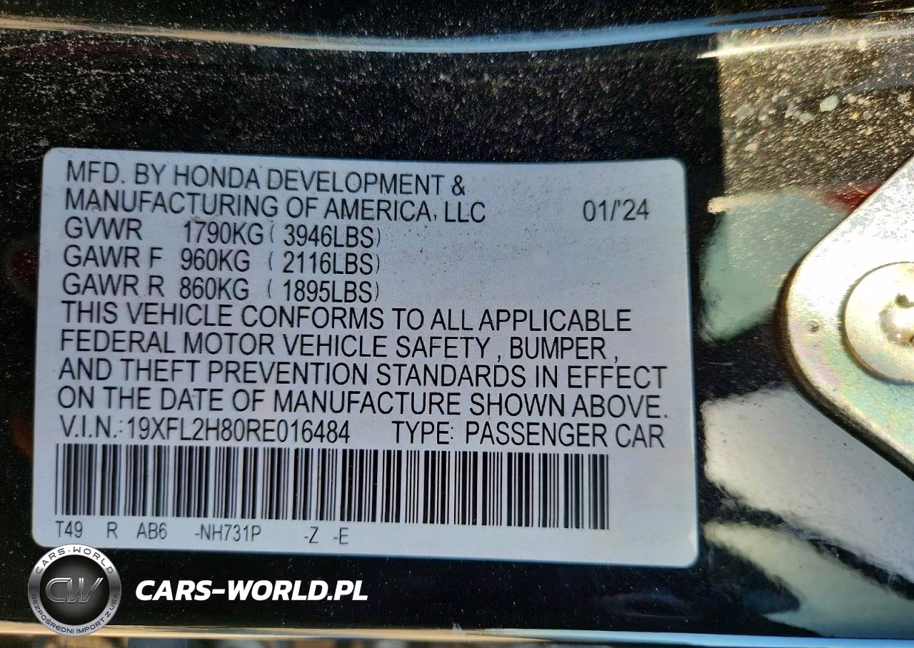 2024 Honda Civic Sport VIN:19XFL2H80RE016484 - 13