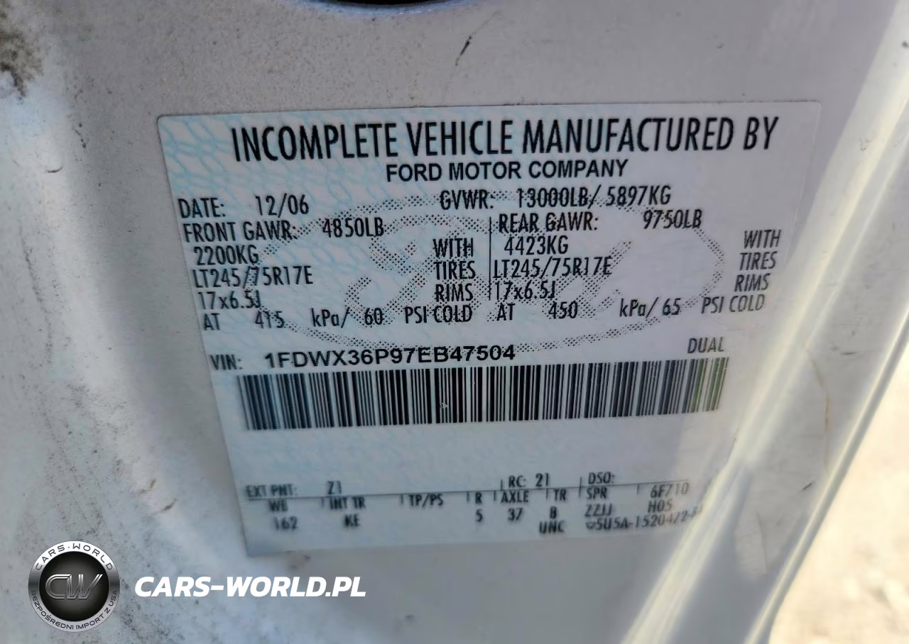2007 Ford F350 Super Duty VIN:1FDWX36P97EB47504 - 12