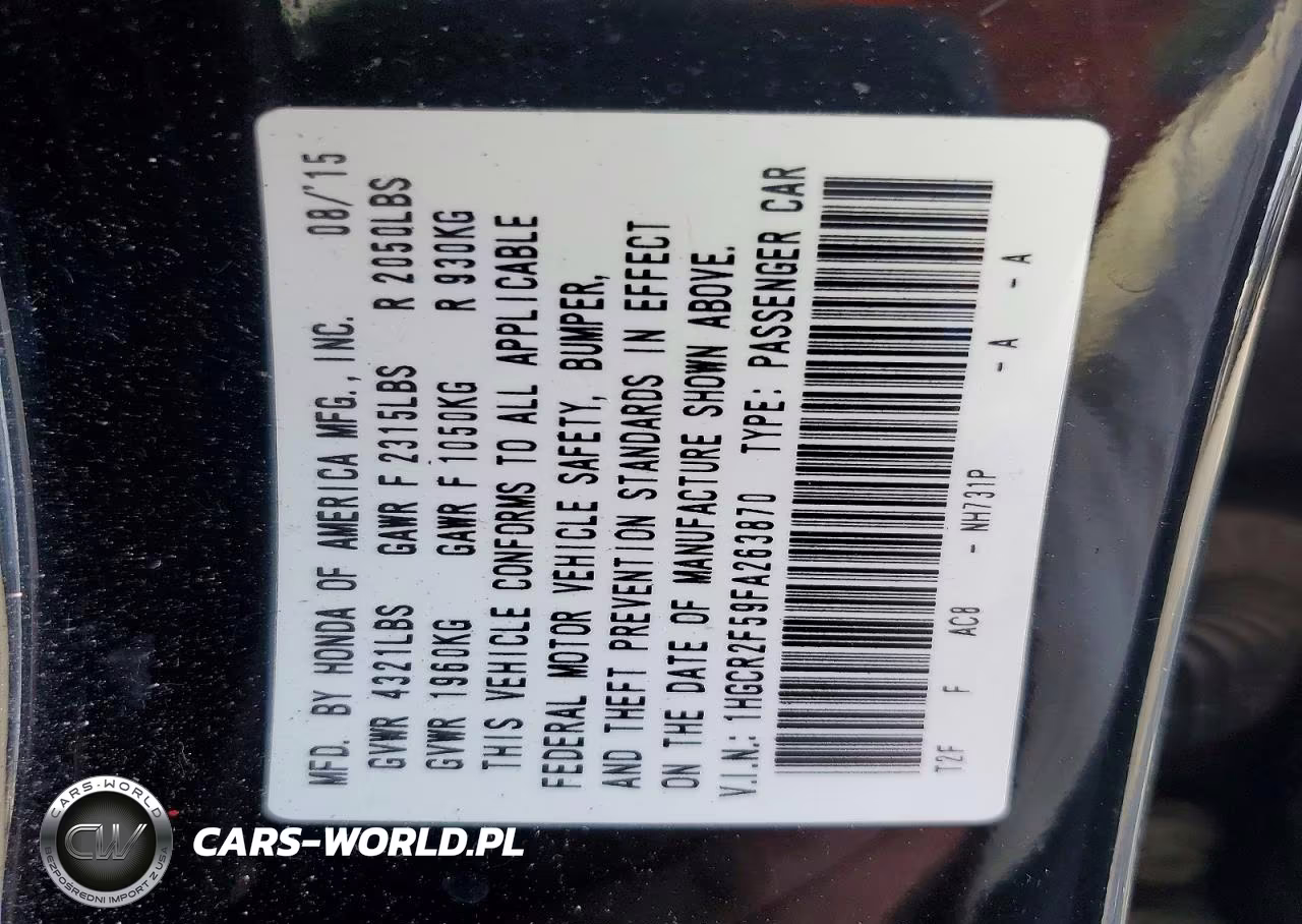 2015 Honda Accord Sport VIN:1HGCR2F59FA263870 - 13