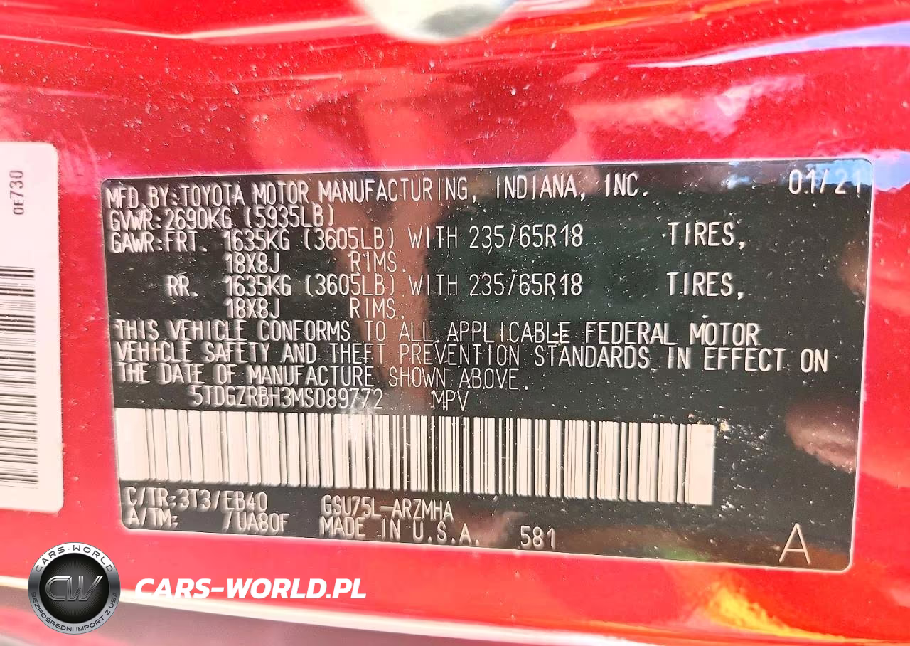 2021 Toyota Highlander Xle VIN:5TDGZRBH3MS089772 - 13