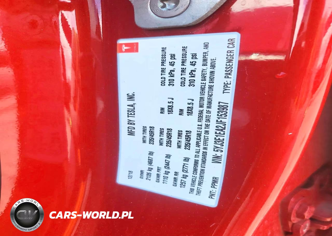 2018 Tesla Model 3 VIN:5YJ3E1EA2JF153987 - 12