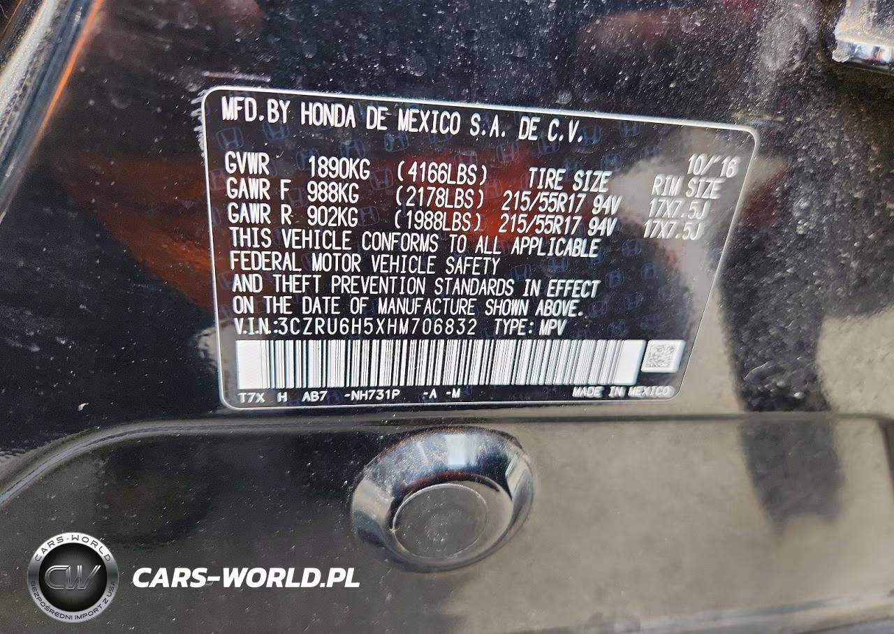 2017 Honda Hr-V Ex VIN:3CZRU6H5XHM706832 - 14