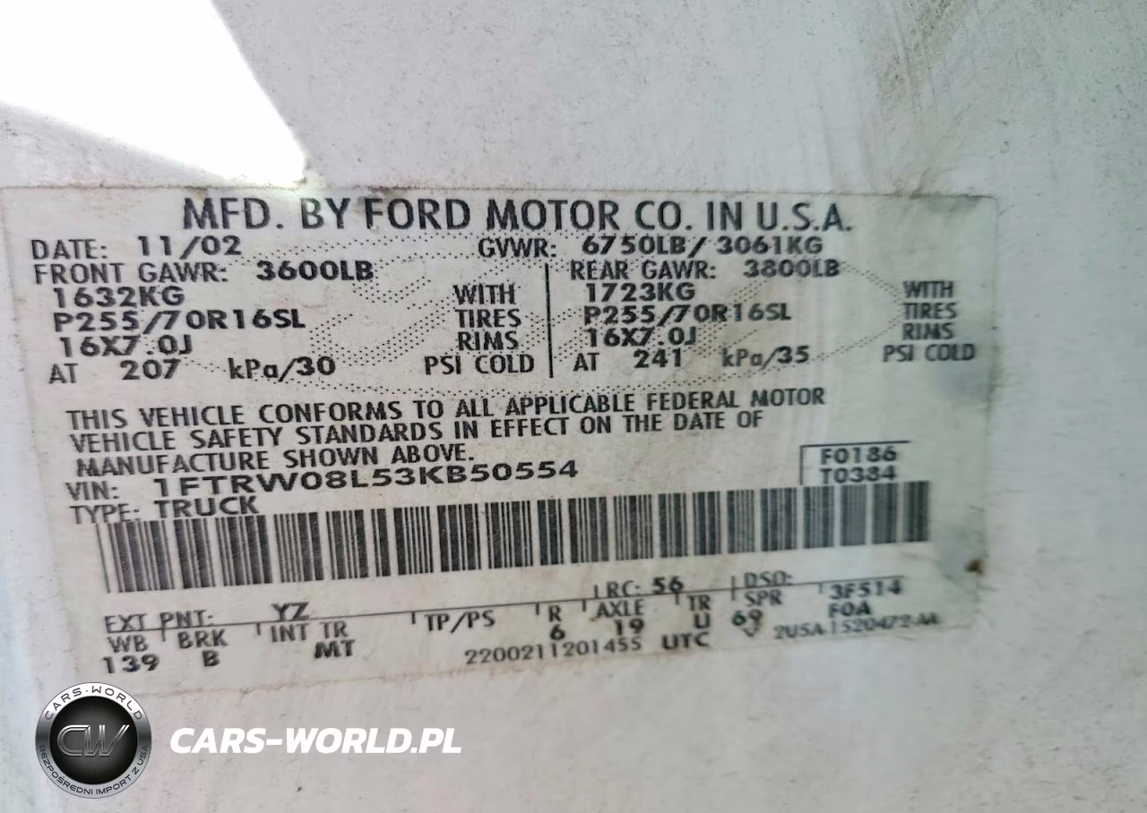 2003 Ford F150 Supercrew VIN:1FTRW08L53KB50554 - 12