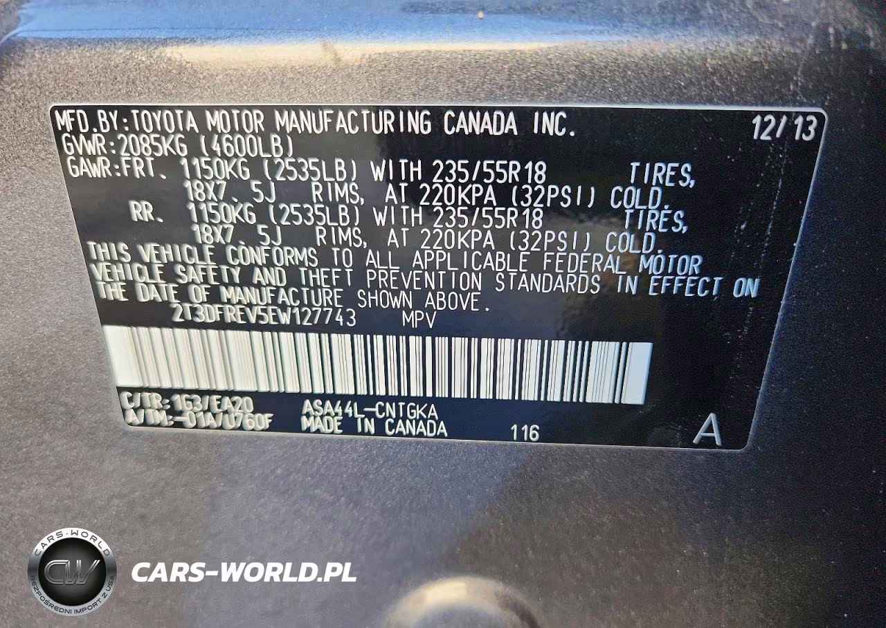 2014 Toyota Rav4 Limited VIN:2T3DFREV5EW127743 - 13
