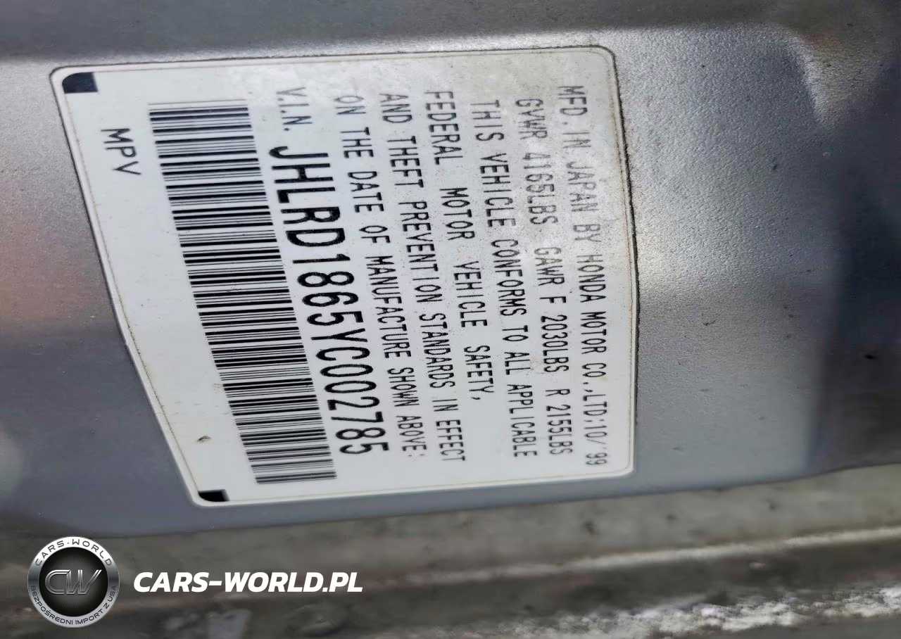 2000 Honda Cr-V Ex VIN:JHLRD1865YC002785 - 14
