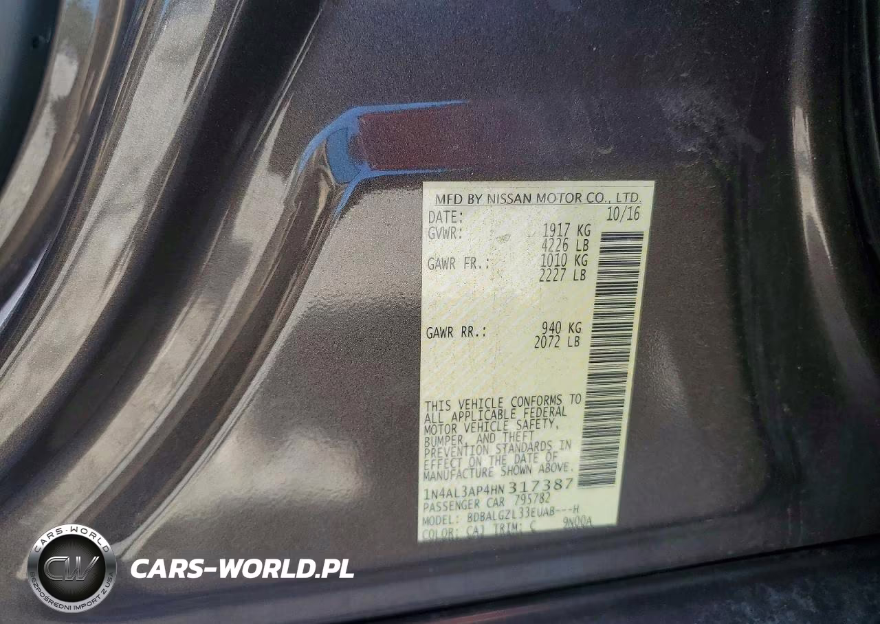 2017 Nissan Altima 2.5 S VIN:1N4AL3AP4HN317387 - 12