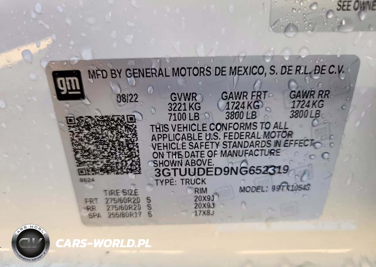 2022 GMC Sierra K1500 Slt VIN:3GTUUDED9NG652319 - 13